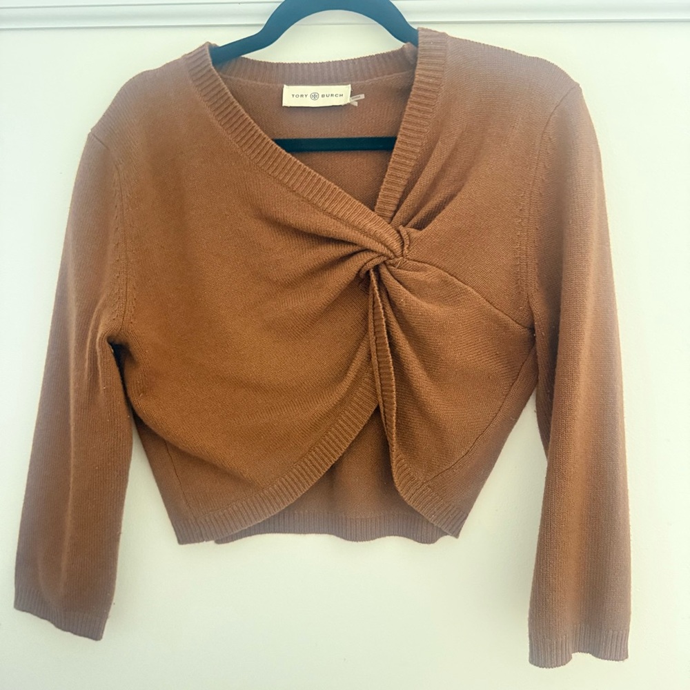 Tory Burch Brown Knotted Cardigan